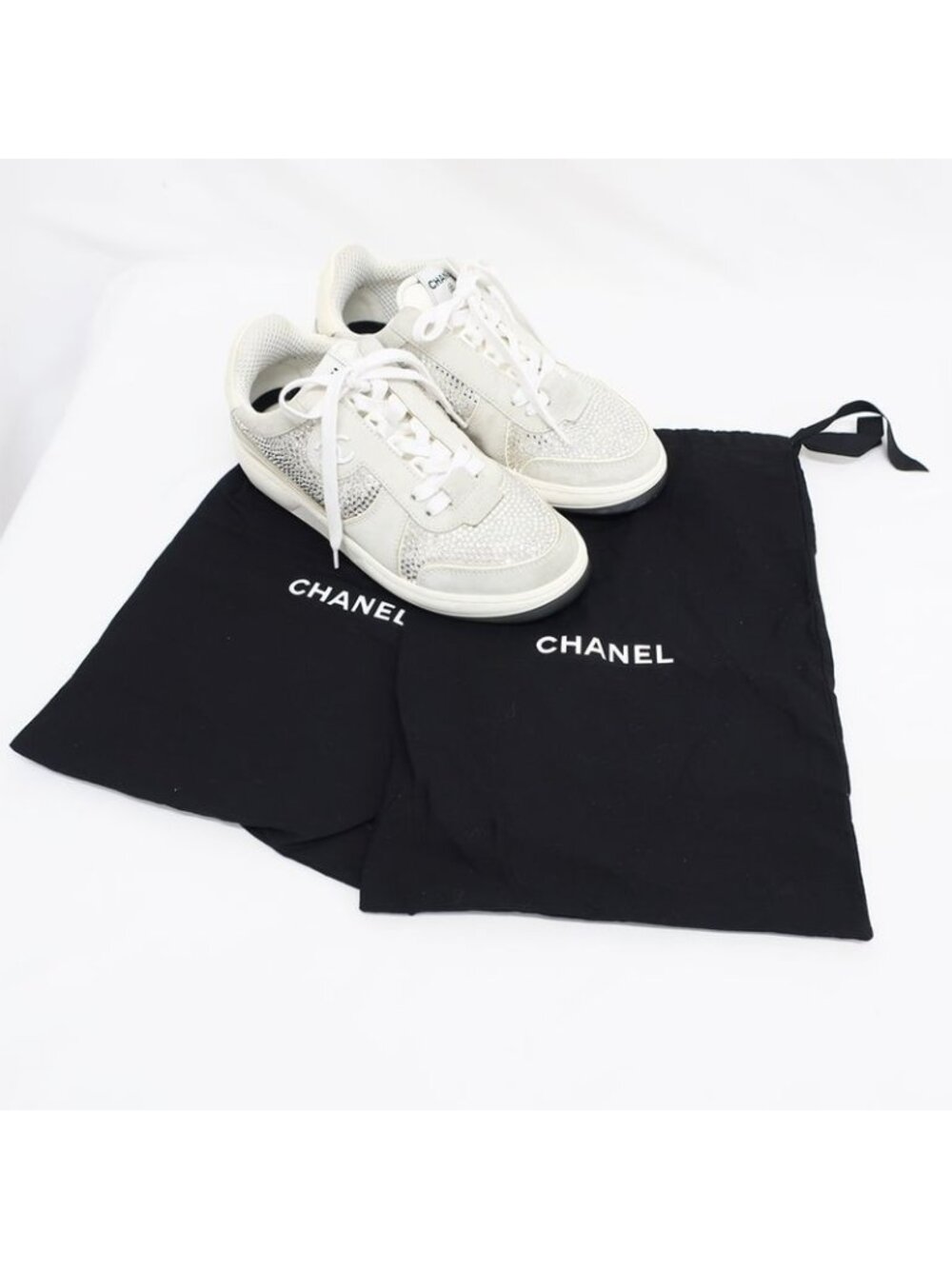 Chanel Sneakers Sequins White Size 36 Coco - Picture 10 of 10